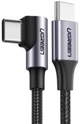 UGREEN USB-C - USB-C kábel, ferde, QC 3.0, PD, 3A, 60W, 1m (fekete)