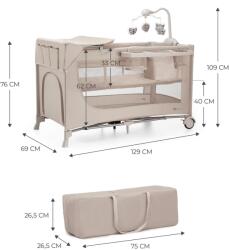 KinderKraft JOY FULL 2 бебешка кошара с аксесоаври BEIGE (KLJOY02BEG000AC)