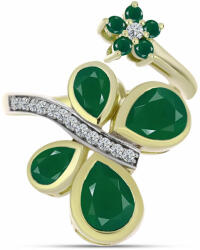  Arannyal Bevont Ezüst Gyűrű Zöld Acháttal, Y63689/54