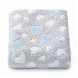 New Baby Paturica bebe, New Baby, 80x90 cm, Pufoasa, Blue Heart (59506)