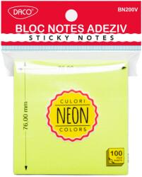 Daco Bloc notes adeziv Daco ( Post-it ) BN200V, 76×76 mm, Verde neon (BN200V)