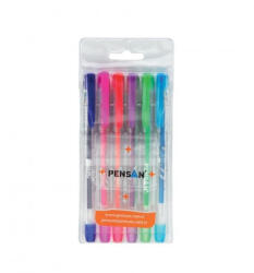 Pensan Set 6 x Pix cu gel Pensan My King, 0.8 mm, Neon (2227/N6)