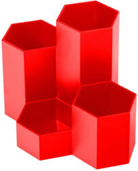 Ecada Suport birou din plastic cu 4 compartimente Ecada 95104V, Rosu (95104R)