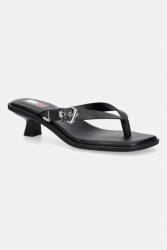 Tommy Jeans șlapi pentru femei, din piele TJW KITTEN HEEL LEATHER SANDALS 9BY2-KLDZZF_99X (EN0EN03154)