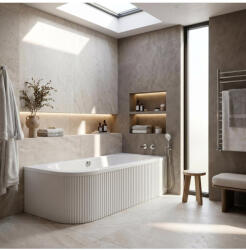 Rea Cada freestanding cu riflaj Rea Orion Stripe montaj dreapta 170 cm alb lucios (REA-W0076)