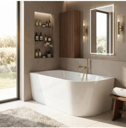 Rea Cada freestanding REA Bellanto Slim ventil cupru periat montaj stanga 150 cm alb (KPL-W8582)