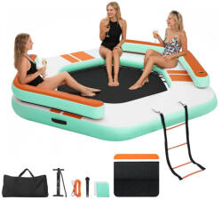 VEVOR Felfújható úszódokk háttámlával 260x260 cm hatszögletű lebegő vízi platform