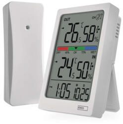EMOS E0558W Digitális hőmérő páratartalom-mérővel, vezeték nélküli érzékelővel, óra, dátum E0558W (2603208000)
