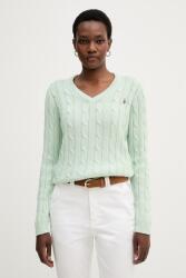 U. S. Polo Assn U. S. Polo Assn. pulóver női pamut V-NECK CABLE - zöld L