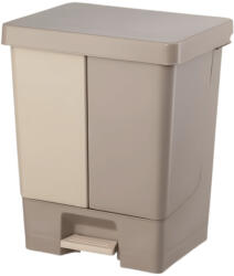 PLANET Pedálos szemetes kuka DUO, osztott, műanyag, ECO BÉZS, 50L (8697439143129_bezs)