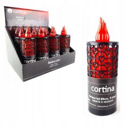 Cortina Led gyertya áttört fekete elemekkel 15 x 5 cm piros fény 5/23/SLC (Cortinapoland Świeca ażur Led czerwony)