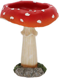  Légyölő galóca gomba alakú, madáritató és fürdető polyresin szobor, 20 x 20 x 24 cm (37000679-L)