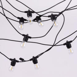 Ecolight Napelemes kerti LED fényfüzér 500lm 2700K meleg fehér 10 E27 fekete IP44 alkonyérzékelővel Ecolight (ECOSOL1044)