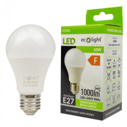 ECOLight LED izzó gömb E27 10W 3000K meleg fehér 1000lm opál Classic Ecolight (ECOLED030)