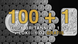  100+1 - 100 Britannia (2026) - 1 Oz - ezüst befektetési érme + LOKI 1 Oz - ezüstlap