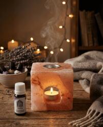 Himalája Sómécses aroma diffúzor kocka levendula illóolajjal és ajándék mécsessel