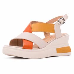 PASS Collection Sandale dama din piele naturala, PASS Collection J8J880012C 03-N, bej multicolor