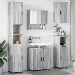 vidaXL Set de mobilier pentru baie Pe perete cu usa 5 pcs Gri Sonoma GartenMobel Dekor (3392989)
