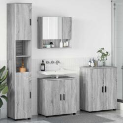 vidaXL Set de mobilier pentru baie Pe perete cu usa 4 pcs Gri Sonoma GartenMobel Dekor (3393009)