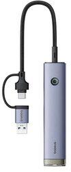Baseus Adaptor HUB aluminiu Baseus UltraJoy USB/USB-C - 3x USB 3.0 1x USB-C 1x RJ45 Gri (b0005280b811-14)