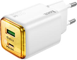 hoco. N52 Monsoon USB-C PD20W+ USB-A QC3.0 зарядно устройство (ЕС), бяло