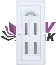 Extruplast Logistic SRL 100X210 cm jobbos műanyag bejárati ajtó fehér színben EUROPA 5 üveges díszpanellel X-Tru (BEA100210BJX-TRU-EUROPA524)