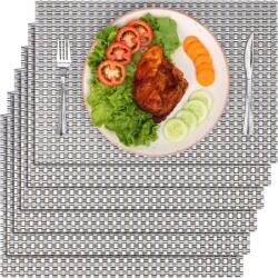Belle Vous Set 6 Naproane, Belle Vous, din PVC, Dreptunghi, Termorezistente, Antiderapante si Lavabile, 30 x 44, 5 cm, Auriu/Argintiu (5061014883022) Fata de masa