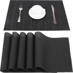 Belle Vous Set 6 Naproane, Belle Vous, din PVC, Dreptunghi, Termorezistente, Antiderapante si Lavabile, 30 x 44, 5 cm, Negru (5061014883039) Fata de masa