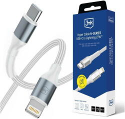 3mk Protection Cablu de date 3MK Hyper N-SERIES, USB-C la Lightning, 27W, 3A, 0.5m, Alb (5903108739252)