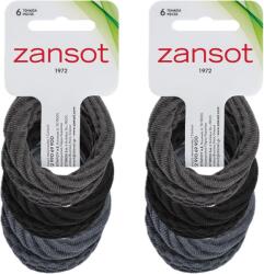 ZANSOT Elasztikus hajgumi nagyméretű, textil, 12 darab, fekete, szürke