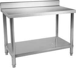 Royal Catering Rozsdamentes acél munkaasztal - ECO -120 x 70 cm - hátsó perem - 250 kg - Royal Catering (RCAT-120/70-N)