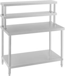 Royal Catering Rozsdamentes acél munkaasztal polcokkal - ECO - 120 x 60 cm - 500 kg - 2 szint - Royal Catering (RCAT-120/60-H)