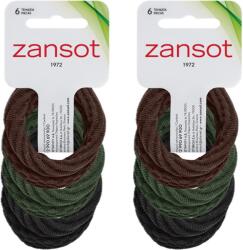 ZANSOT Elasztikus hajgumik nagyméretű, textil, 12 darab, fekete, zöld, barna