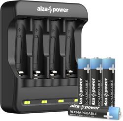 AlzaPower SET AP410-B Battery Charger + Rechargeable battery HR03 (AAA) 800 mAh, 4 darab (BUN)