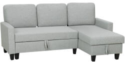 HOMCOM Canapea Extensibilă 3 Locuri cu Spațiu de Depozitare, 197x129x85 cm, Gri și Negru | Aosom Romania (83B-560V00LG) Canapea