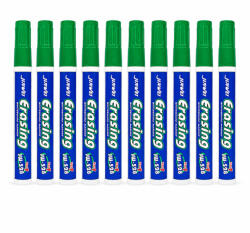 Procart Set 10 markere Whiteboard verde, varf rotund 2.8 mm, scriere precisa si curata, Dry Erase (767825VERDE)