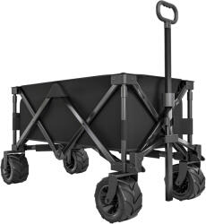 Outsunny Carucior plaja pliabil cu roti fata pivotante 360° si maner telescopic 108x55x55 cm negru | Aosom Romania (845-311BK)