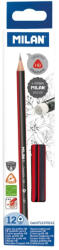 MILAN Creion grafit cu radiera triunghiular HB MILAN - Set 12 (0712370312)