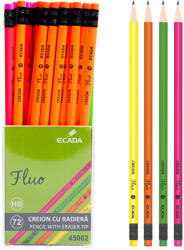 Ecada Creion negru cu radiera FLUO ECADA - Set 72 (45002)