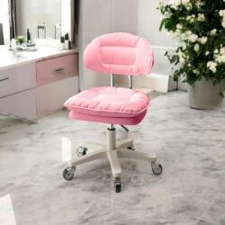  Ergonomikus, elegáns és sokoldalú forgatható, mobil, magasságban állítható szék (65-75 cm), PU bőr, ideális irodába, szalonba, rendelőbe vagy sminktükörhöz, rózsaszín