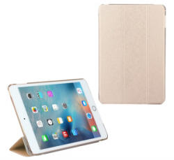 Gigapack Tok álló, bőr hatású (aktív FLIP, oldalra nyíló, TRIFOLD, asztali tartó, textil minta) ARANY Apple IPAD 9.7 (2018) / IPAD 9.7 (GP-70037)