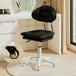  Ergonomikus, elegáns és sokoldalú forgatható, mobil, magasságban állítható szék (65-75 cm), PU bőr, ideális irodába, szalonba, rendelőbe vagy sminktükörhöz, fekete
