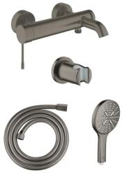 GROHE kád csaptelep zuhanyszettel együtt szálcsiszolt Hard Graphite GBAL3 (GBAL3)