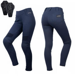  Női motoros leggings W-TEC Lukrecia Base Blue, elasztikus, testhezálló szabás, sztreccs panelek, magas derékrész kék L, meghosszabbított hossz