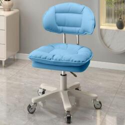  Ergonomikus, elegáns és sokoldalú szék, forgatható, gurulós, állítható magasságú (65-75 cm), PU bőr bevonattal, ideális irodába, szalonba, rendelőbe vagy fésülködőasztalhoz, kék színben