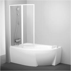 RAVAK VSK2 Rosa 160 cm balos kádparaván Transparent üveggel, fehér 76L90100Z1 (76L90100Z1)