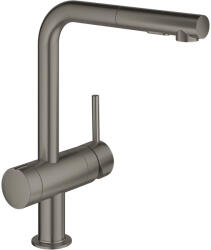 GROHE Minta Egykaros mosogatócsaptelep zuhanyfejjel elzáróval, brushed hard graphite 31558AL0 (31558AL0)