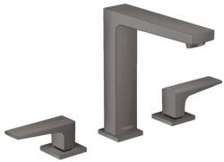 Hansgrohe 3-lyukú karos mosdócsaptelep 100 push-open lefolyóval, szálcsiszolt fekete króm 32515340 (32515340)