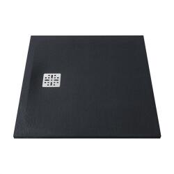 MARMY Dolomite öntött márvány zuhanytálca 80x80 cm, CAVALLI BLACK 80 7638 80 80 54 (80 7638 80 80 54)