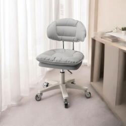  Ergonomikus, elegáns és sokoldalú forgatható, mobil, magasságban állítható szék (65-75 cm), PU bőr, ideális irodába, szalonba, rendelőbe vagy sminktükörhöz, szürke